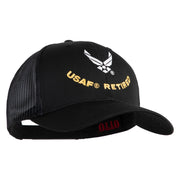 USAF Retired Embroidered Solid Cotton Twill Mesh Cap - Black OSFM