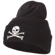 Jolly Rogers Skull Embroidered Long Knitted Beanie