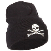 Jolly Rogers Skull Embroidered Long Knitted Beanie