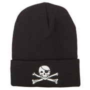 Jolly Rogers Skull Embroidered Long Knitted Beanie