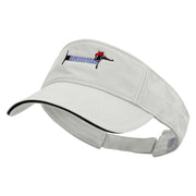 French Dachshund Embroidered Prostyle Cotton Twill Washed Sandwich Visor - White-Black OSFM