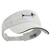 French Dachshund Embroidered Prostyle Cotton Twill Washed Sandwich Visor - White-Black OSFM