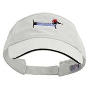 French Dachshund Embroidered Prostyle Cotton Twill Washed Sandwich Visor - White-Black OSFM