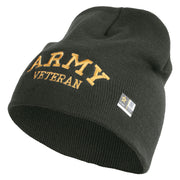 Licensed Army Veteran Letters Embroidered 8 Inch Knitted Short Beanie - DK-Grey OSFM