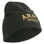 Licensed Army Veteran Letters Embroidered 8 Inch Knitted Short Beanie - DK-Grey OSFM