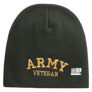 Licensed Army Veteran Letters Embroidered 8 Inch Knitted Short Beanie - DK-Grey OSFM