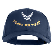 USAF Retired Embroidered Solid Cotton Twill Mesh Cap - Navy OSFM