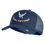 USAF Retired Embroidered Solid Cotton Twill Mesh Cap - Navy OSFM