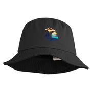 Michigan Sailboat Embroidered Unisex Cotton Twill Bucket Hat - Black M