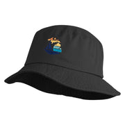 Michigan Sailboat Embroidered Unisex Cotton Twill Bucket Hat - Black M