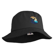 Michigan Sailboat Embroidered Unisex Cotton Twill Bucket Hat - Black M