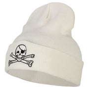 Jolly Rogers Skull Embroidered Long Knitted Beanie