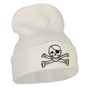 Jolly Rogers Skull Embroidered Long Knitted Beanie