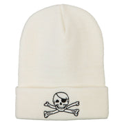 Jolly Rogers Skull Embroidered Long Knitted Beanie