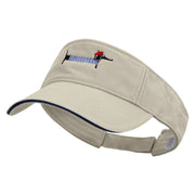 French Dachshund Embroidered Prostyle Cotton Twill Washed Sandwich Visor - Stone-Navy OSFM