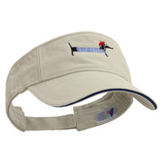 French Dachshund Embroidered Prostyle Cotton Twill Washed Sandwich Visor - Stone-Navy OSFM