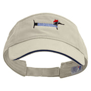 French Dachshund Embroidered Prostyle Cotton Twill Washed Sandwich Visor - Stone-Navy OSFM