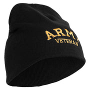 Licensed Army Veteran Letters Embroidered 8 Inch Knitted Short Beanie - Black OSFM