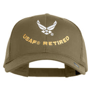 USAF Retired Embroidered Solid Cotton Twill Mesh Cap - Khaki OSFM