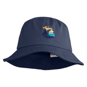 Michigan Sailboat Embroidered Unisex Cotton Twill Bucket Hat - Navy M