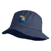 Michigan Sailboat Embroidered Unisex Cotton Twill Bucket Hat - Navy M