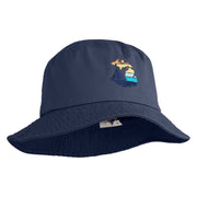 Michigan Sailboat Embroidered Unisex Cotton Twill Bucket Hat - Navy M