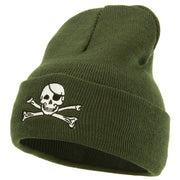 Jolly Rogers Skull Embroidered Long Knitted Beanie