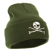 Jolly Rogers Skull Embroidered Long Knitted Beanie