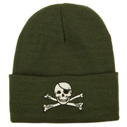 Jolly Rogers Skull Embroidered Long Knitted Beanie