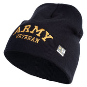 Licensed Army Veteran Letters Embroidered 8 Inch Knitted Short Beanie - Navy OSFM