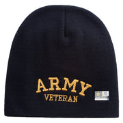 Licensed Army Veteran Letters Embroidered 8 Inch Knitted Short Beanie - Navy OSFM