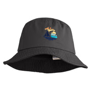 Michigan Sailboat Embroidered Unisex Cotton Twill Bucket Hat - Charcoal M