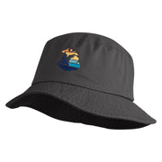 Michigan Sailboat Embroidered Unisex Cotton Twill Bucket Hat - Charcoal M