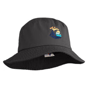 Michigan Sailboat Embroidered Unisex Cotton Twill Bucket Hat - Charcoal M
