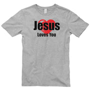 Jesus Loves You Phrase Graphic Design Short Sleeve Jersey T-Shirt