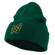 Joy with Mistletoe Embroidered Long Beanie