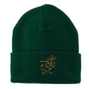 Joy with Mistletoe Embroidered Long Beanie