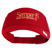 United States Marines Semper Fi Design Embroidered Cotton Twill Sun Visor - Red OSFM