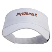 Acorn Squirrel Embroidered Cotton Twill Sun Visor - White OSFM