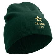 Licensed Star US Army Veteran Military Embroidered 8 Inch Knitted Short Beanie - DK-Green OSFM