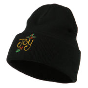 Joy with Mistletoe Embroidered Long Beanie