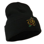 Joy with Mistletoe Embroidered Long Beanie