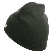 Licensed Star US Army Veteran Military Embroidered 8 Inch Knitted Short Beanie - DK-Grey OSFM