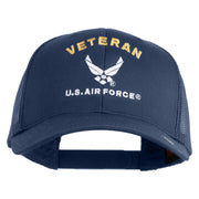 Veteran US Air Force Embroidered Solid Cotton Twill Mesh Cap - Navy OSFM