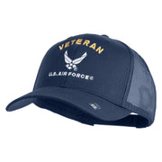 Veteran US Air Force Embroidered Solid Cotton Twill Mesh Cap - Navy OSFM