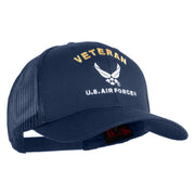 Veteran US Air Force Embroidered Solid Cotton Twill Mesh Cap - Navy OSFM