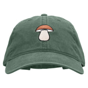 Porcini Mushroom Embroidered Washed Cotton Brass Buckle Cap