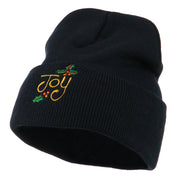 Joy with Mistletoe Embroidered Long Beanie