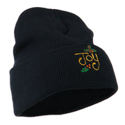 Joy with Mistletoe Embroidered Long Beanie