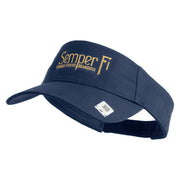 United States Marines Semper Fi Design Embroidered Cotton Twill Sun Visor